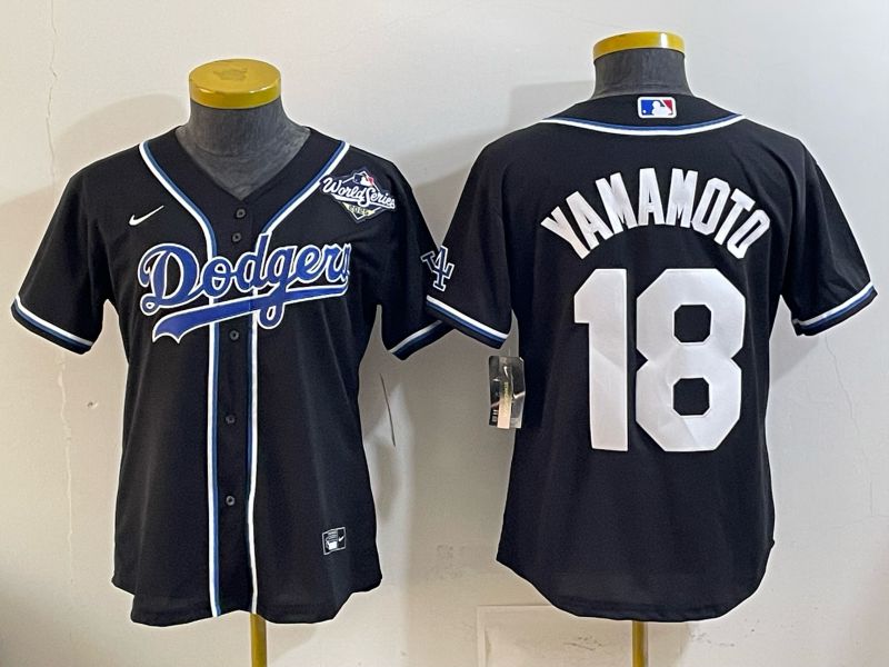 Women Nike 2026 Los Angeles Dodgers #18 Yamamoto Black Game MLB Jersey 03